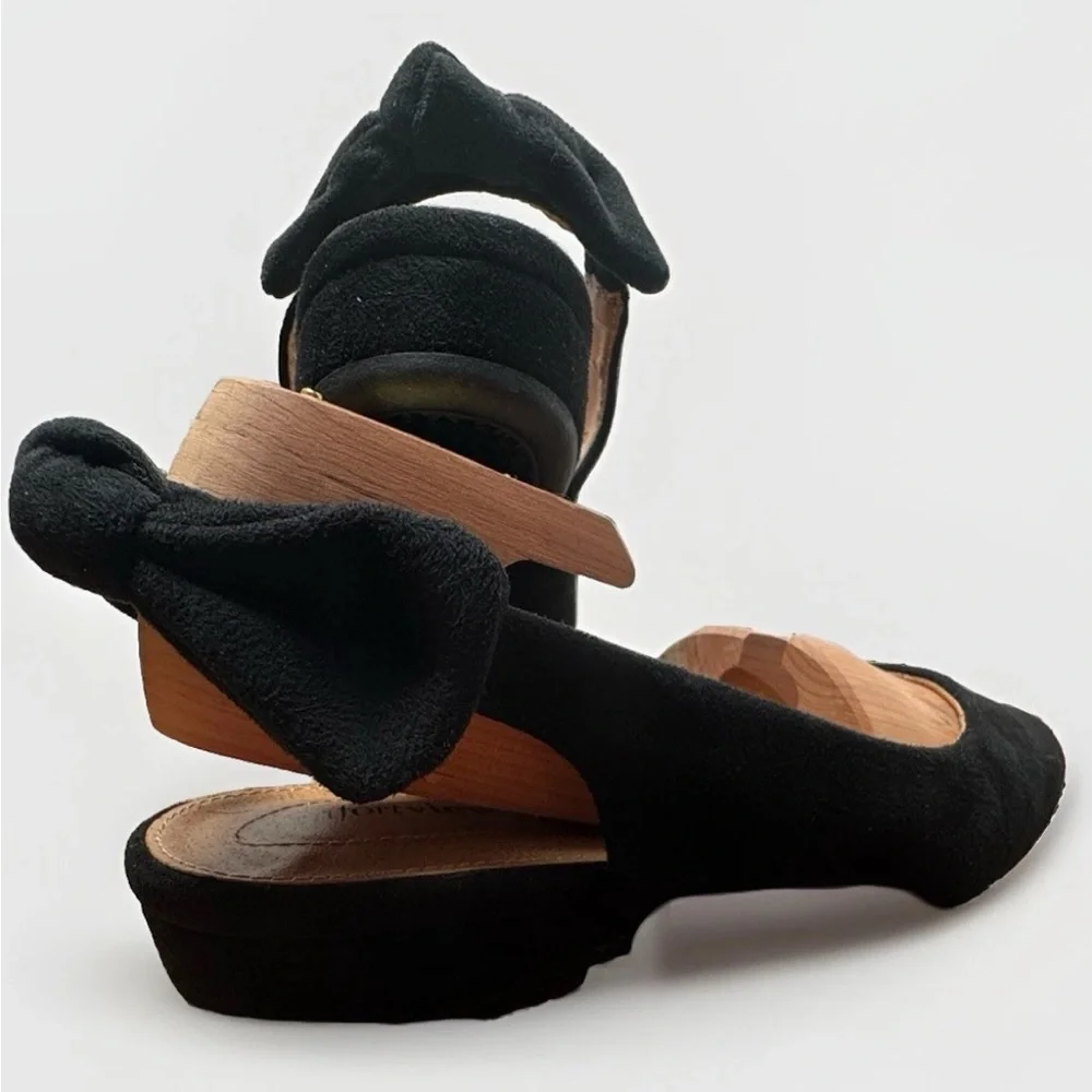 comfortview Black Bow Back Slingback Flats